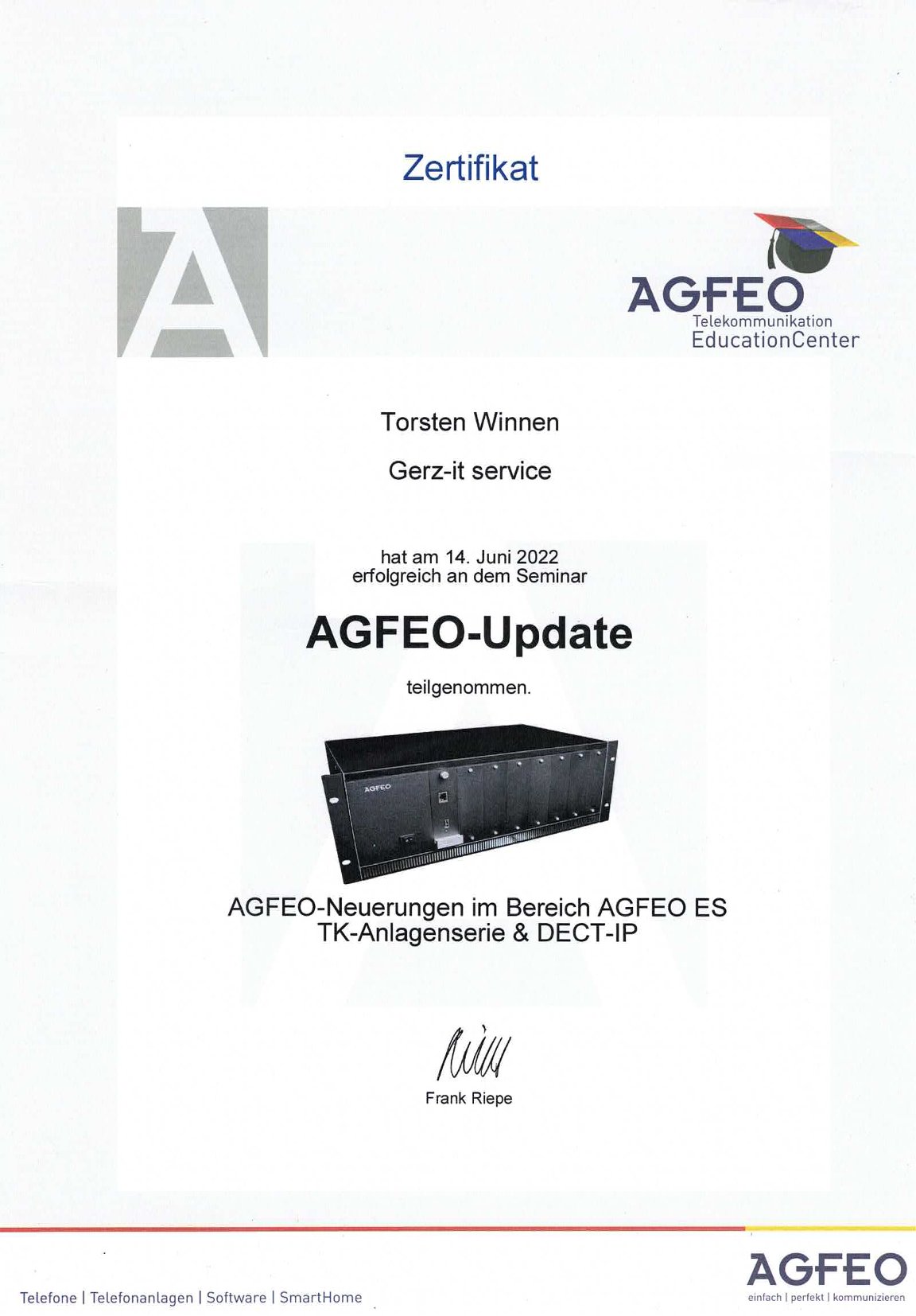 2022 Agfeo Update Torsten Winnen