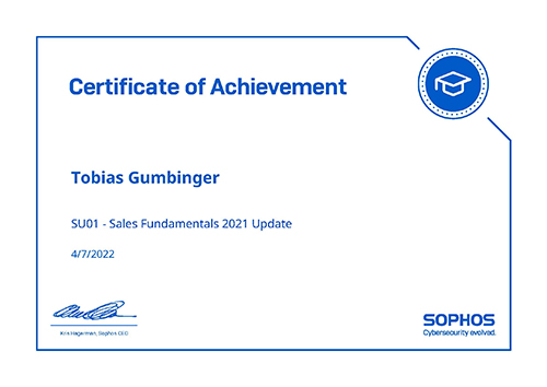 sophos sales consultant 2022 tobias gumbinger